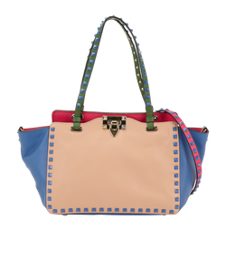 Small Rockstud Tote, Leather, Multi, MII, DB/S, 2*